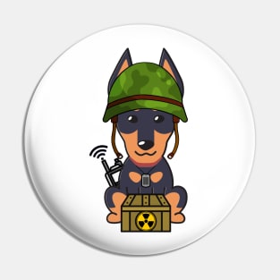 Cute German shepherd is a soldier Pin