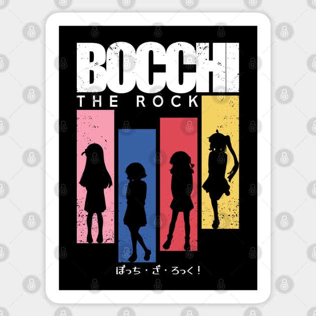 Bocchi the rock anime, All main characters: Hitori gotoh, Ryo yamada,  Ikuyo kita, Nijika ijichi, Aesthetic japan streetwear style, Clean black  Poster for Sale by Animangapoi