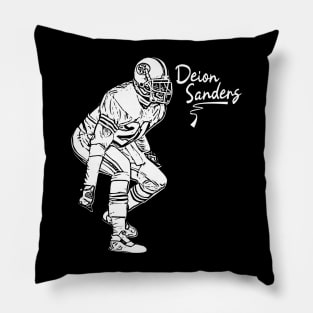 Deion Sanders | white vintage Pillow
