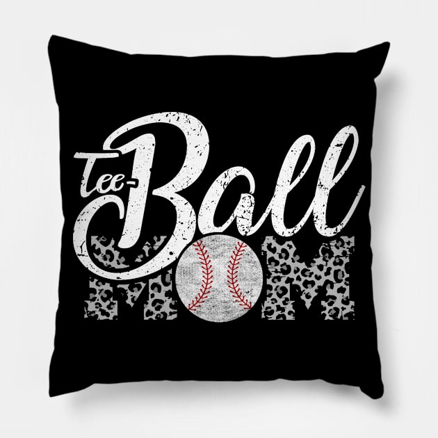 Teeball Mom Leopard Funny Baseball for Mother's Day 2021 Pillow by Charaf Eddine