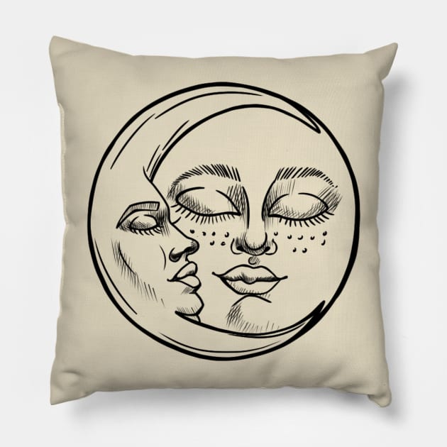 tarot symbol moon and sun Pillow by kdegtiareva