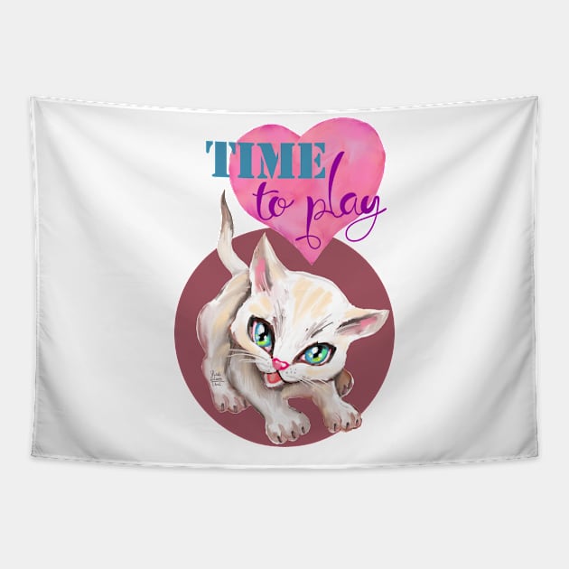 Sweet cute white kitten best friend. Love you cat. Tapestry by Rukki Zukki Art