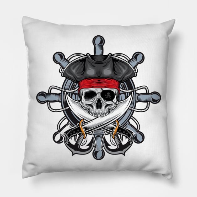 Skull Pirates Pillow by FungibleDesign