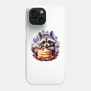 Winter Happy birthday Raccoon with a birthday cake Phone Case