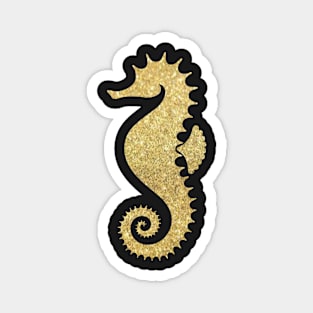 Gold Faux Glitter Seahorse Magnet