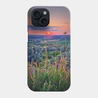 sunset scene over valley Phone Case