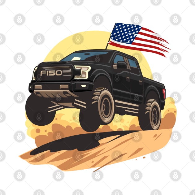 F150 car truck offroad jump on desert black by creative.z