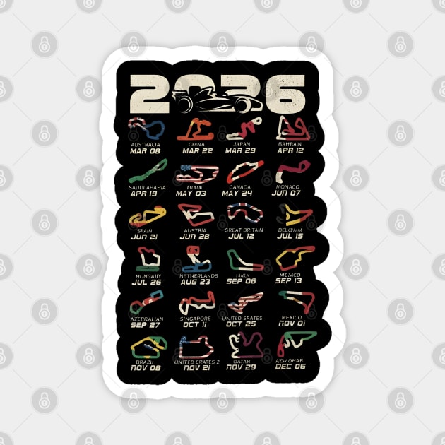 Schedule Formula Racing Cars 2026 Magnet by dtr_art