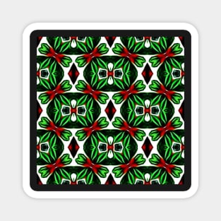 Red and Green Christmas Pattern Number 13 Magnet