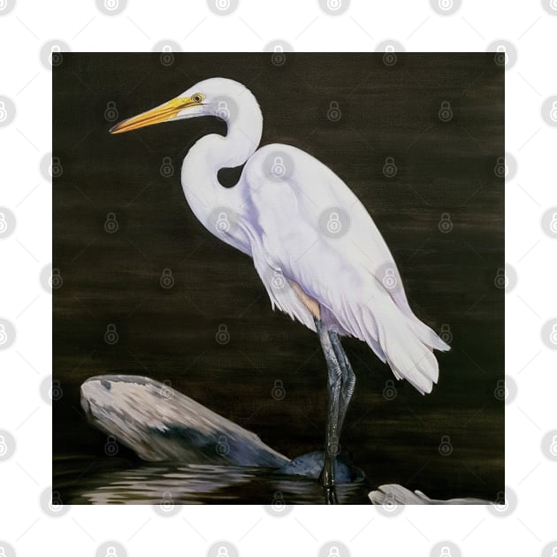 Great White Egret Painting by EmilyBickell