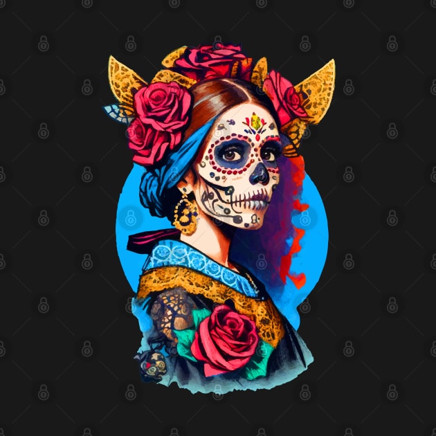 Sugar Skull Halloween. Girl with a Pearl Earring by CatCoconut-Art