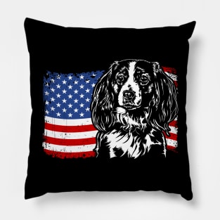 Proud Nederlandse Kooikerhondje American Flag patriotic dog Pillow