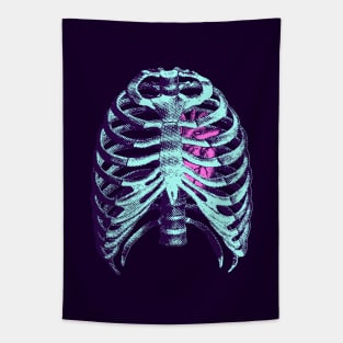 Skeleton with heart Tapestry