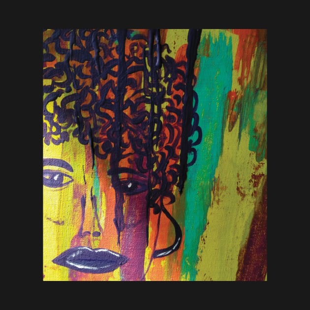 Abstract Painting Curly Haired Girl by CrazyCraftLady