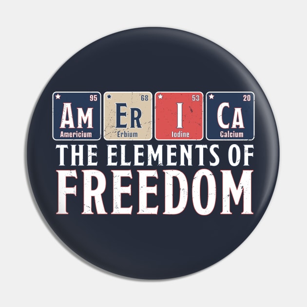 America The Elements of Freedom Periodic Table 4th of July Pin by OrangeMonkeyArt