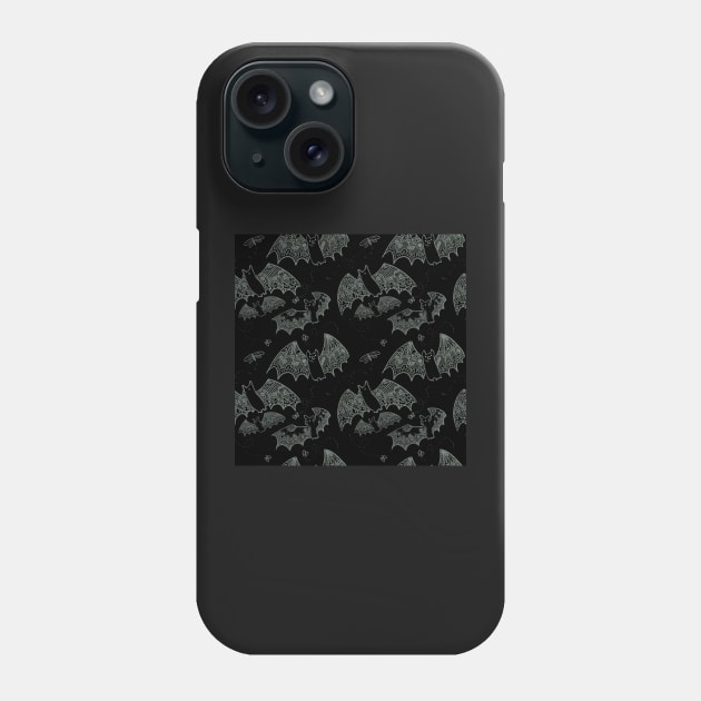 Black and Gray Gothic Lace Bats Phone Case by JamieWetzel