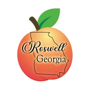 Roswell Georgia State Outline on Peach T-Shirt