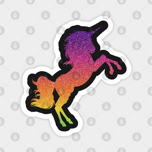 Rainbow Ombre Faux Glitter Unicorn Magnet by Felicity-K