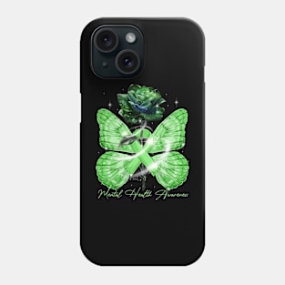 Mental Health Awareness Rose Butterfly Green Ribbon Phone Case