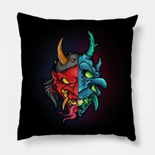 two-faced demon Pillow