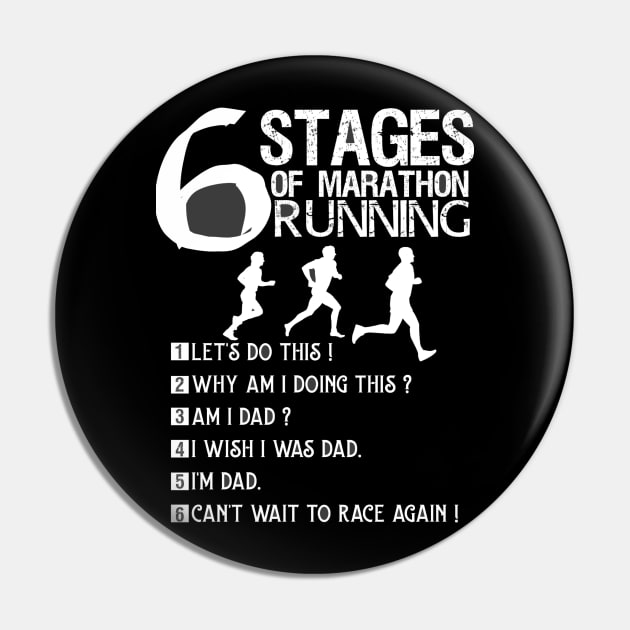 6 Stages of Marathon Running Pin by Fox Dexter