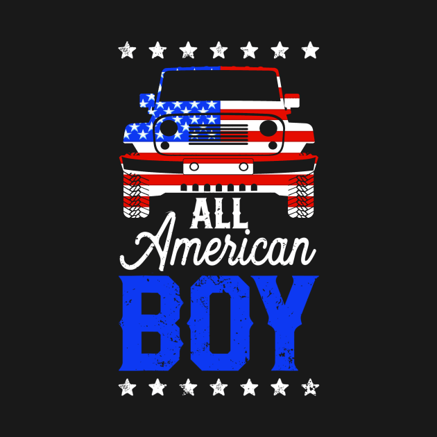 All American Boy Jeep American Flag Jeep Kid Gift For Boy Kid Jeep by David Darry