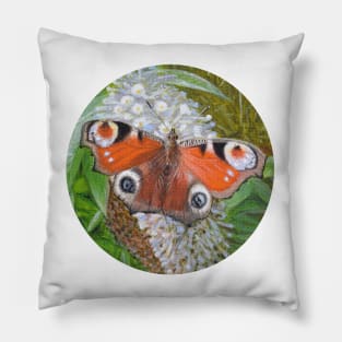 Peacock Butterfly Painting Pillow