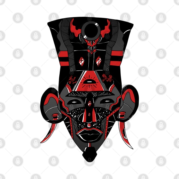 Black and Red African Mask 6 by kenallouis