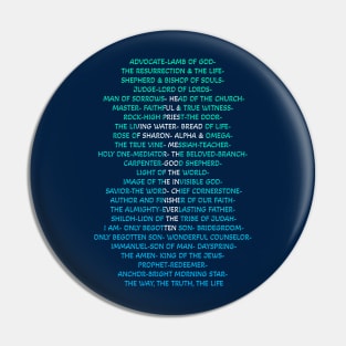 Names of Jesus- back of Tshirt Pin