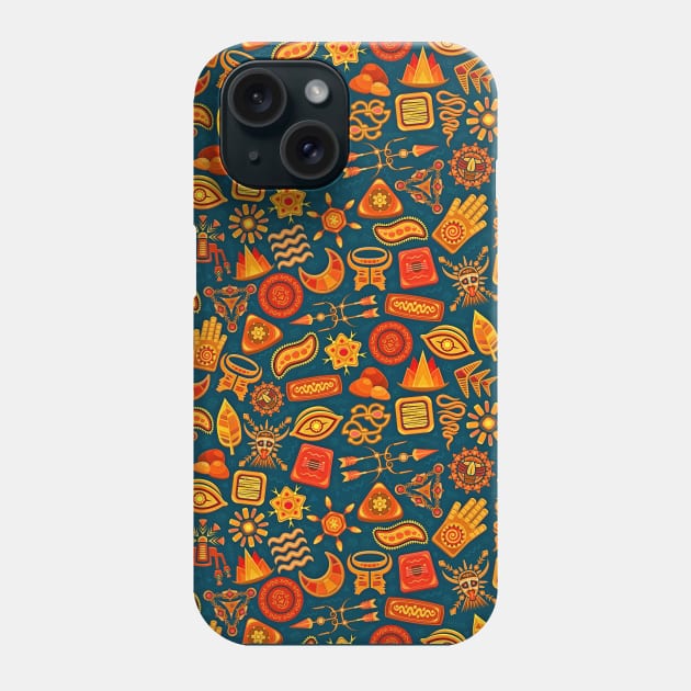 Ethnic Tribal Earthy Shapes Background Pattern Art Phone Case by Emart