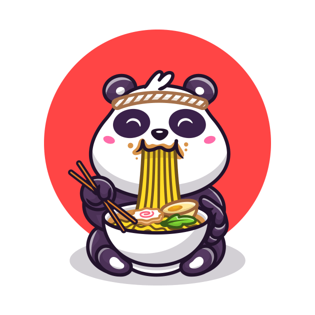 Cute Panda Eating Ramen Noodle by Catalyst Labs