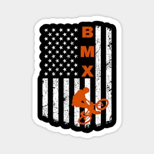 Bmx Bike Sport Usa American Flag For Motocross Biking Fan Magnet