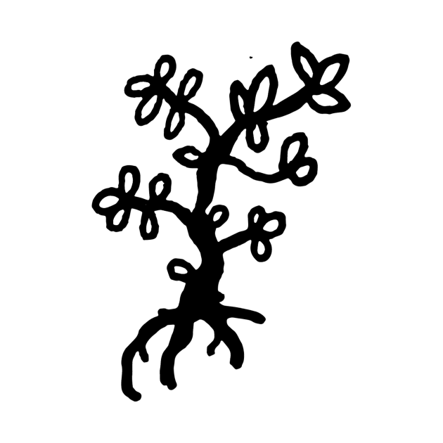 Black and White Blooming Tree Doodle Art by VANDERVISUALS