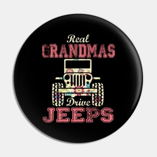 Real Grandmas Drive Jeeps Cute Flower Jeep Floral Jeeps Women/Kid Jeep Lover Jeep Girl Pin