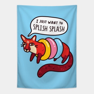 Cute Aquatic Genet With Swim Rings & "I Want To Splish Splash" Typography Tapestry