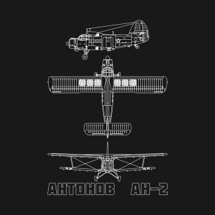 Antonov An-2 Russian Transport Aircraft Blueprint Diagram Gift T-Shirt