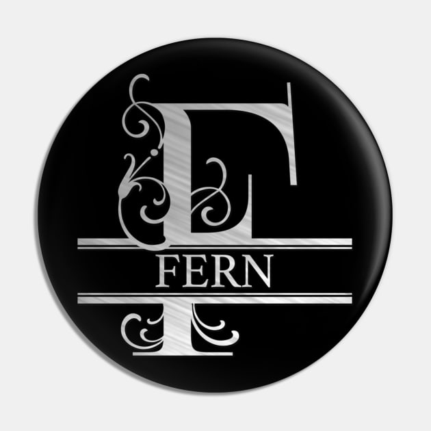 Fern Name - Silver Metallic Style  Monogram Letter F The Fern Name Gift For Fern Pin by RONSHOP