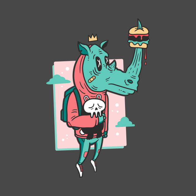 RHINOCEROUS WITH A CHEESEBURGER by strangethingsa