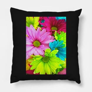 Beautiful Neon Colorful Flowers Pillow