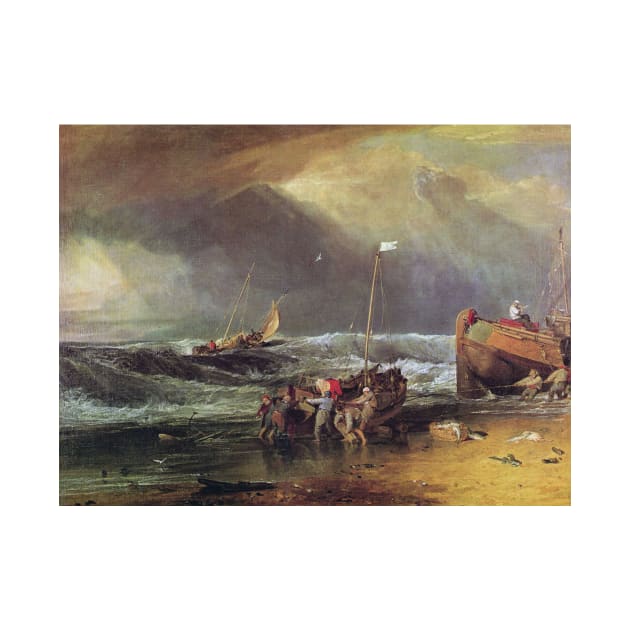 A Coast Scene with Fishermen Hauling a Boat Ashore by Art_Attack