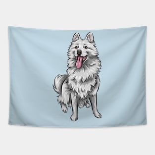 Cute White Pomsky Dog Tapestry