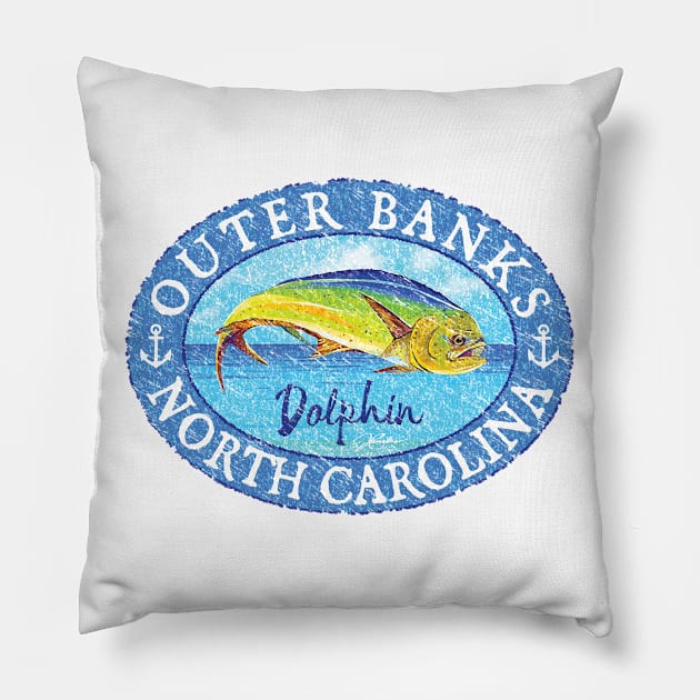 Outer Banks, North Carolina, Leaping Dolphin Pillow by jcombs