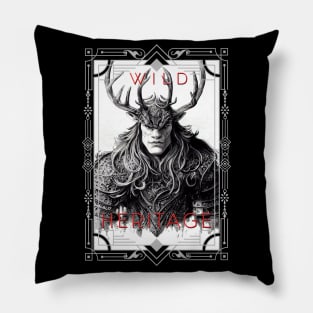 Warrior Stag Wild Nature Illustration Line Epic Illustration Line Art Pillow