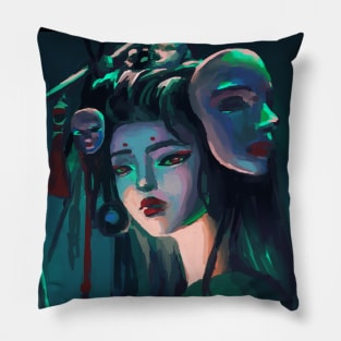 Japanese Geisha Girl Cyberpunk anime art Pillow