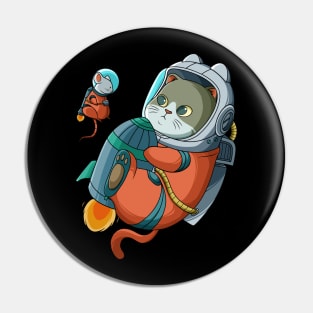 Cat and mouse astronaut Pin