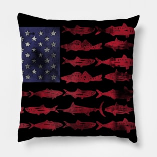 Vintage Usa Fish American Flag Fishing Gifts Pillow