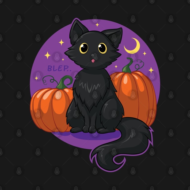Kitty Blep and Pumpkins by Sage Hart