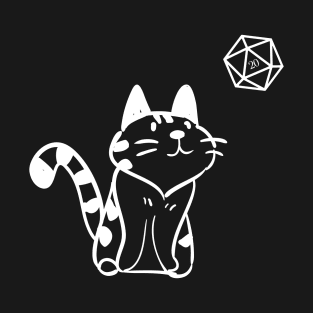 Cat Lover with D20 Dice TRPG Tabletop RPG Gaming Addict T-Shirt