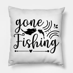 Wishing I Was Fishing - Less Talk More Fishing - Gift For Fishing Lovers, Fisherman - Black And White Simple Font Pillow