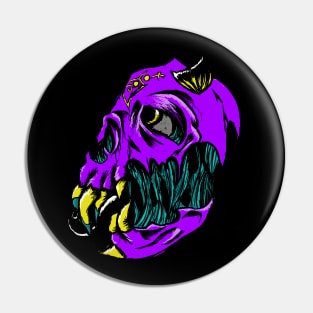Regal Purple Demon Skull Pin